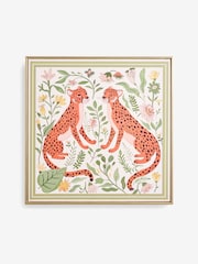 Orange Leopard and Floral Print Framed Wall Art - Image 4 of 5