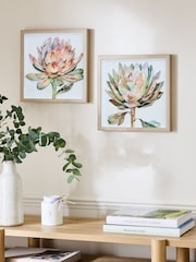 Set of 2 Pink 3D Floral Print Protea Wall Art - Image 1 of 5