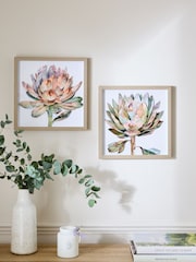 Set of 2 Pink 3D Floral Print Protea Wall Art - Image 2 of 5