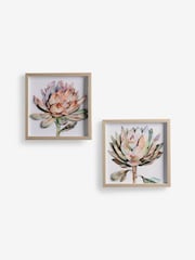 Set of 2 Pink 3D Floral Print Protea Wall Art - Image 4 of 5