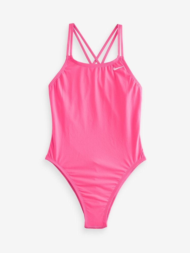 Nike Pink Hydrastrong Solid Spiderback One Piece Swimsuit - Image 5 of 5