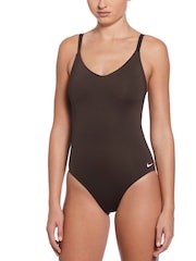 Nike Brown V-Neck One Piece Swimsuit - Image 1 of 6