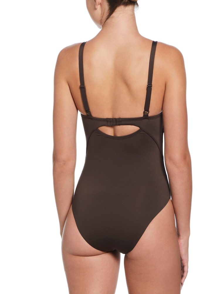 Nike Brown V-Neck One Piece Swimsuit - Image 2 of 6