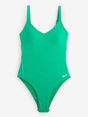 Nike Green V-Neck One Piece Swimsuit - Image 1 of 1