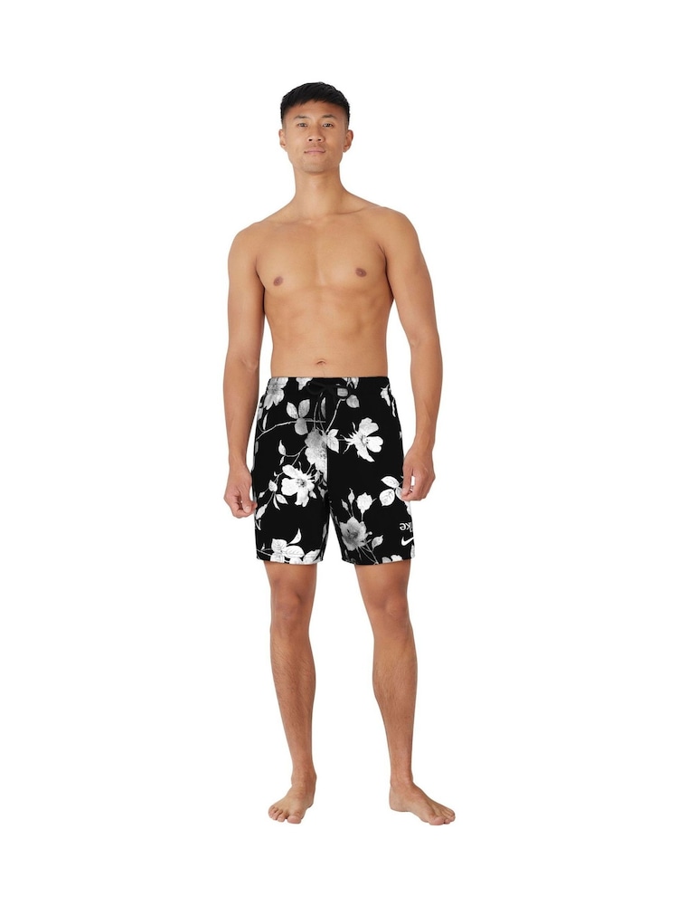 Nike Black Floral Print 7 Inch Swim Shorts - Image 1 of 5 Nike Black Floral Print 7 Inch Swim Shorts - Image 1 of 5