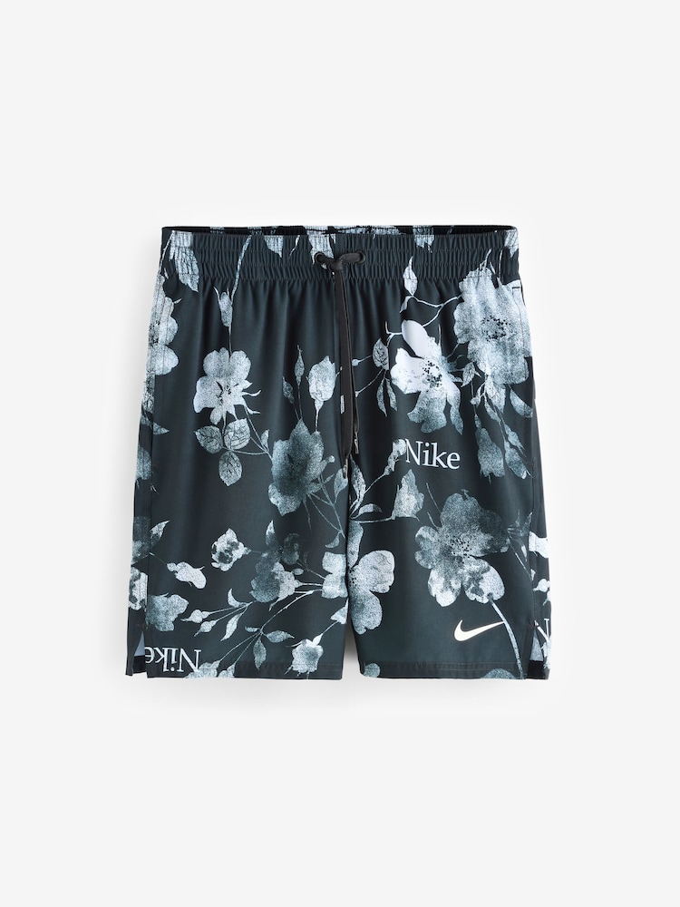 Nike Black Floral Print 7 Inch Swim Shorts - Image 5 of 5