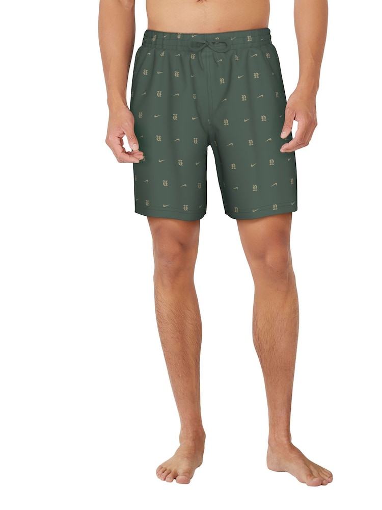 Nike Green Luxe Letter Logo 7 Inch Volley Swim Shorts - Image 1 of 5 Nike Green Luxe Letter Logo 7 Inch Volley Swim Shorts - Image 1 of 5