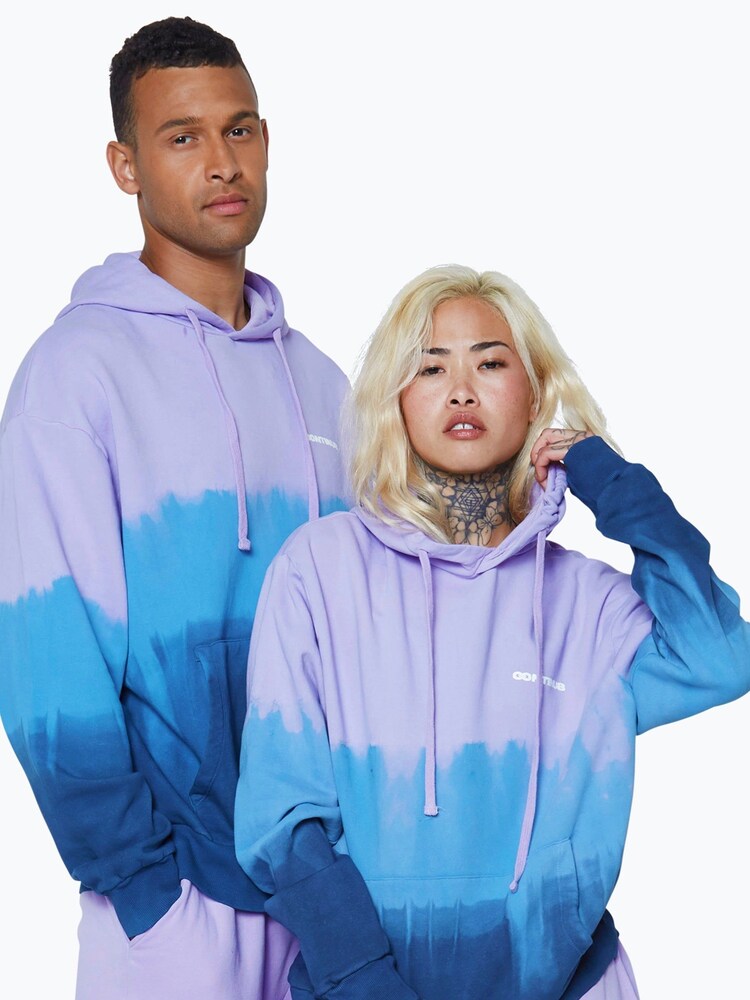 Hype. Purple CONTINU8 Unisex Tie-Dye Skater Globe Boxy Hoodie - Image 1 of 4
