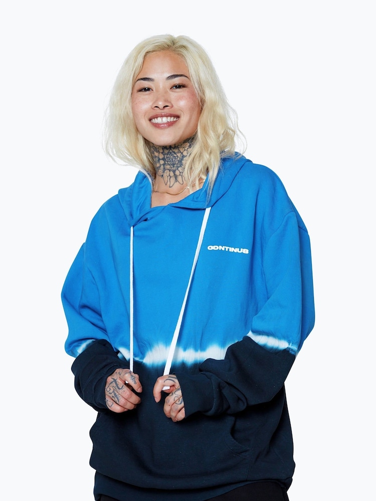 Hype. Blue CONTINU8 Unisex Tie-Dye Boxy Hoodie - Image 1 of 4