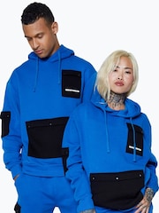 Hype. Blue CONTINU8 Unisex Cobalt Cargo Pocket Boxy Hoodie - Image 1 of 4