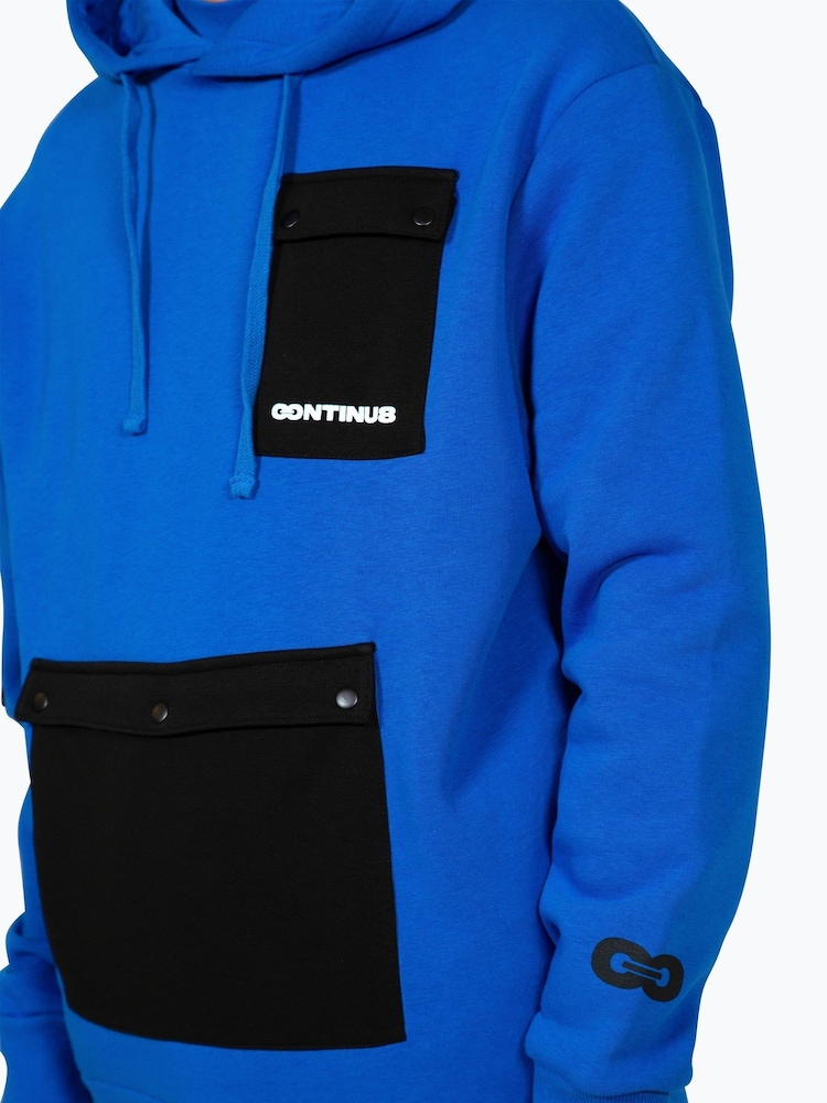 Hype. Blue CONTINU8 Unisex Cobalt Cargo Pocket Boxy Hoodie - Image 3 of 4