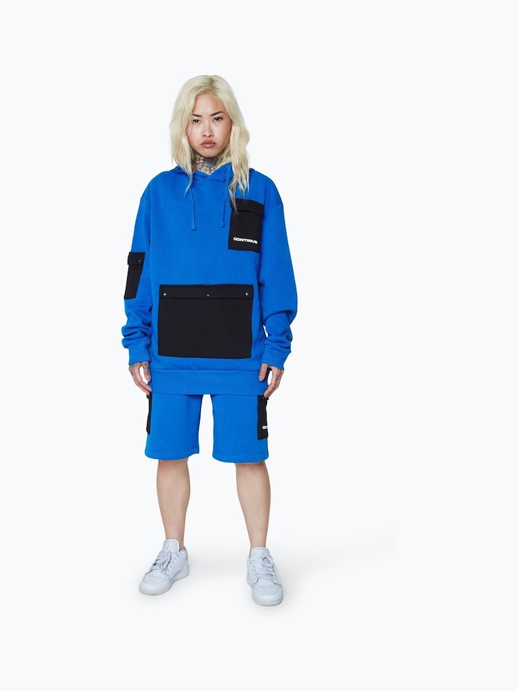 Hype. Blue CONTINU8 Unisex Cobalt Cargo Pocket Boxy Hoodie - Image 4 of 4