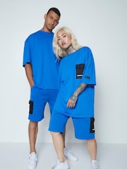 Blauw - Hype. CONTINU8 Unisex Cargo Pocket Shorts - Image 1 of 5