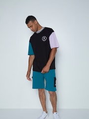 Hype. CONTINU8 Unisex Happy Ringer Boxy Black T-Shirt - Image 1 of 6