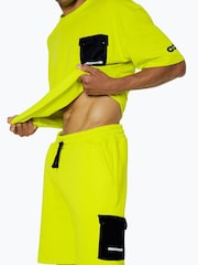 Hype. Yellow CONTINU8 Unisex Cargo Pocket Boxy T-Shirt - Image 4 of 5