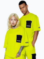 Hype. Yellow CONTINU8 Unisex Cargo Pocket Boxy T-Shirt - Image 5 of 5