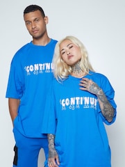 Hype. Blue CONTINU8 Unisex Novelty Boxy T-Shirt - Image 4 of 4