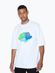 Hype. CONTINU8 Unisex Dream But Dont Sleep Boxy White T-Shirt - Image 4 of 5