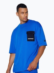 Hype. Blue CONTINU8 Unisex Cargo Pocket Boxy T-Shirt - Imagen 1 de 4