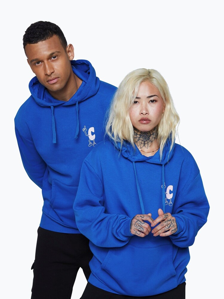 Hype Blue CONTINU8 Unisex Novelty Boxy Hoodie - Image 1 of 4 Hype Blue CONTINU8 Unisex Novelty Boxy Hoodie - Image 1 of 4
