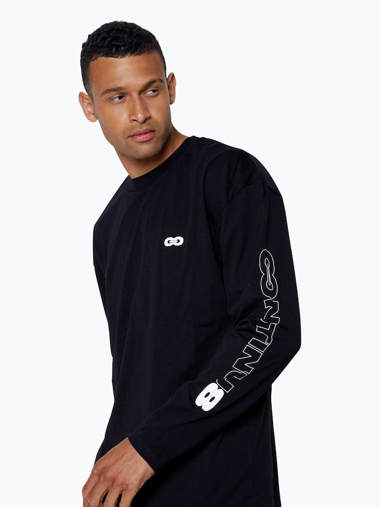 Hype. CONTINU8 Unisex Long Sleeve Boxy Black T-Shirt - Obraz 1 z 1