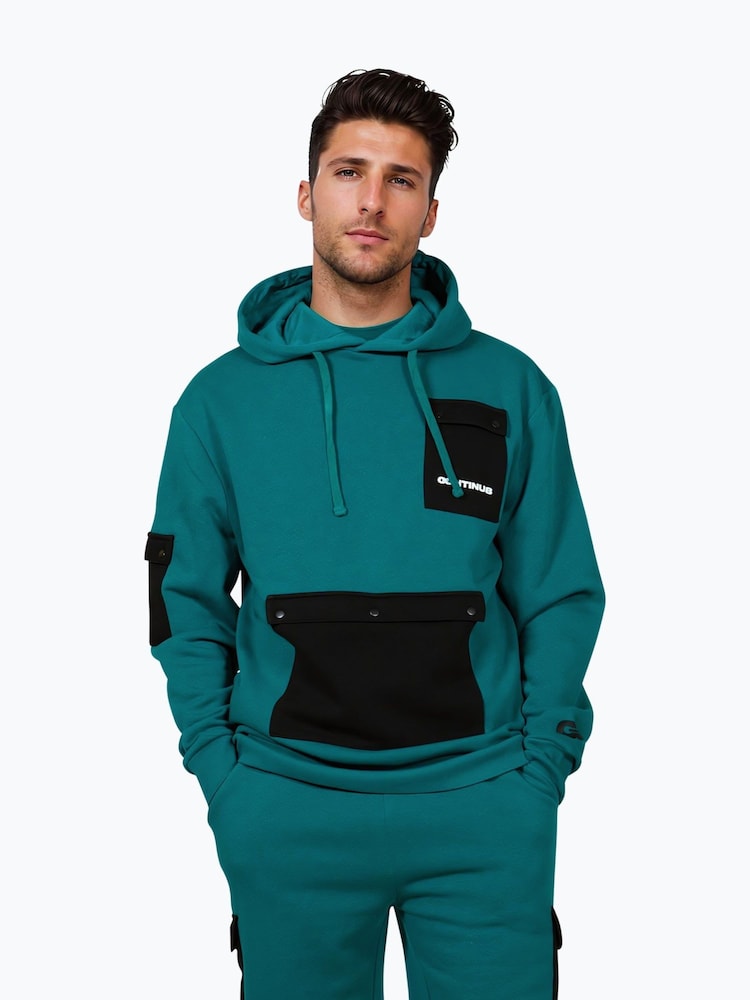 Hype. Blue CONTINU8 Unisex Cargo Pocket Boxy Hoodie - Image 1 of 5