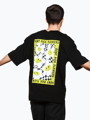 Hype. CONTINU8 Unisex Don't Pick Flowers Boxy Black T-Shirt - Image 3 of 9