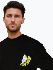 Hype. CONTINU8 Unisex Don't Pick Flowers Boxy Black T-Shirt - Image 7 of 9
