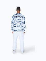 Hype. CONTINU8 Unisex Mono Tie Dye Long Sleeve Boxy Blue T-Shirt - Image 2 of 5