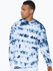 Hype. CONTINU8 Unisex Mono Tie Dye Long Sleeve Boxy Blue T-Shirt - Image 3 of 5