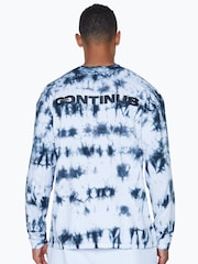 Hype. CONTINU8 Unisex Mono Tie Dye Long Sleeve Boxy Blue T-Shirt - Image 4 of 5