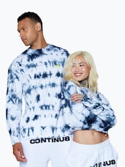 Hype. CONTINU8 Unisex Mono Tie Dye Long Sleeve Boxy Blue T-Shirt - Image 5 of 5