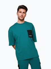 Hype. Blue CONTINU8 Unisex Cargo Pocket Boxy T-Shirt - Image 1 of 5