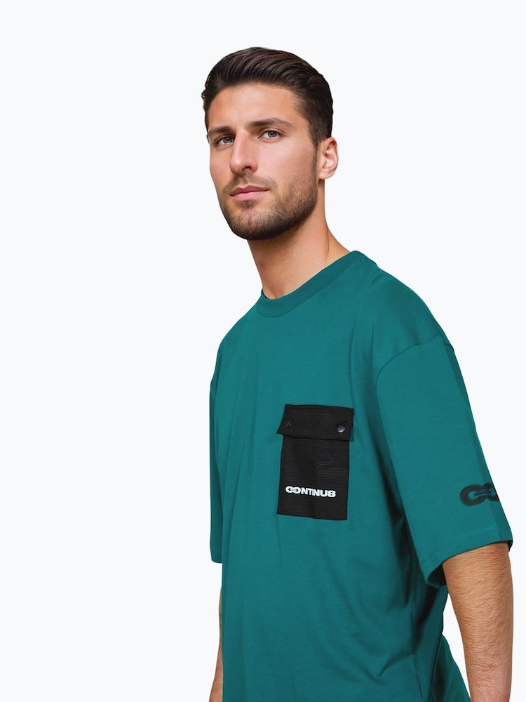 Hype. Blue CONTINU8 Unisex Cargo Pocket Boxy T-Shirt - Image 5 of 5