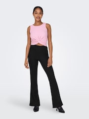 ONLY Black Ribbed Jersey Flared Trousers - Image 2 of 6