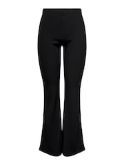 ONLY Black Ribbed Jersey Flared Trousers - Image 5 of 6