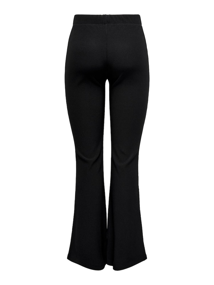ONLY Black Ribbed Jersey Flared Trousers - Image 6 of 6