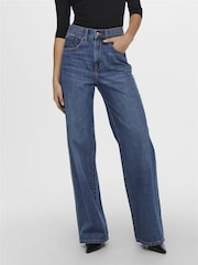 ONLY Blue Hope Extra High Waisted Wide Leg 100% Cotton Jeans - Image 1 of 6