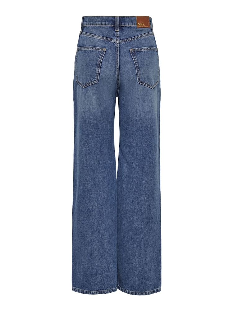 ONLY Blue Hope Extra High Waisted Wide Leg 100% Cotton Jeans - Image 6 of 6