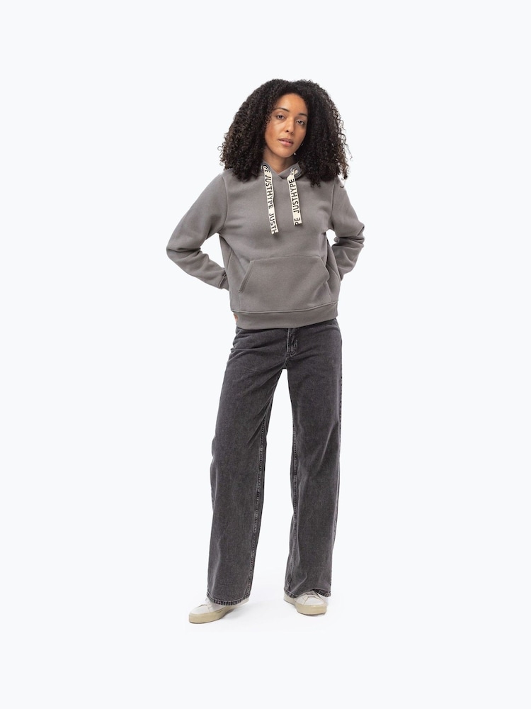 Hype. Womens Grey Drawstring Hoodie - Image 1 of 3 Hype. Womens Grey Drawstring Hoodie - Image 1 of 3