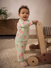 Erdbeer-Print in Grün und Rosa - Baby Top and Wide Leg Trousers 2 Piece Set (0mths-2yrs) - Bild 1 von 10