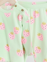Erdbeer-Print in Grün und Rosa - Baby Top and Wide Leg Trousers 2 Piece Set (0mths-2yrs) - Bild 10 von 10