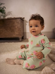 Erdbeer-Print in Grün und Rosa - Baby Top and Wide Leg Trousers 2 Piece Set (0mths-2yrs) - Bild 3 von 10
