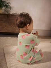 Erdbeer-Print in Grün und Rosa - Baby Top and Wide Leg Trousers 2 Piece Set (0mths-2yrs) - Bild 4 von 10