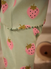 Erdbeer-Print in Grün und Rosa - Baby Top and Wide Leg Trousers 2 Piece Set (0mths-2yrs) - Bild 5 von 10