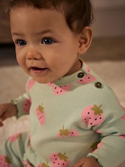Erdbeer-Print in Grün und Rosa - Baby Top and Wide Leg Trousers 2 Piece Set (0mths-2yrs) - Bild 6 von 10