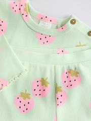 Erdbeer-Print in Grün und Rosa - Baby Top and Wide Leg Trousers 2 Piece Set (0mths-2yrs) - Bild 8 von 10