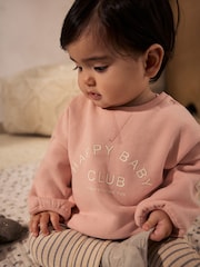 Pink/ Grey Slogan Stripe Sweater and Leggings Set - Image 1 of 17