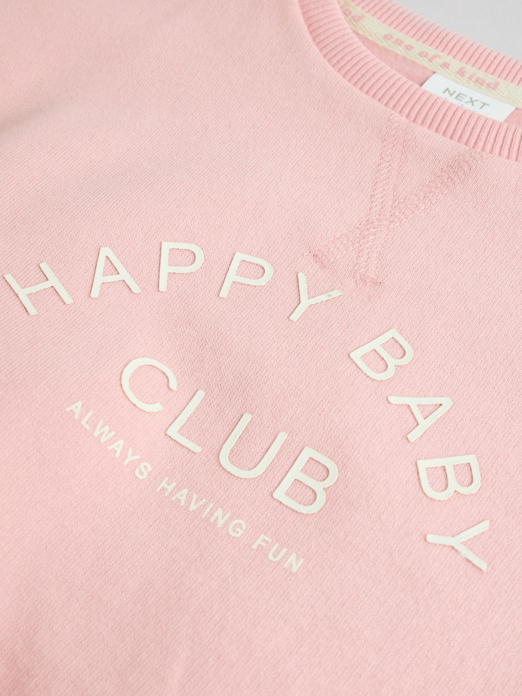 Pink/ Grey Slogan Stripe Sweater and Leggings Set - Image 14 of 17