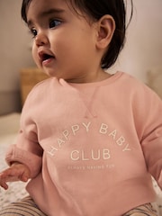 Pink/ Grey Slogan Stripe Sweater and Leggings Set - Image 2 of 17